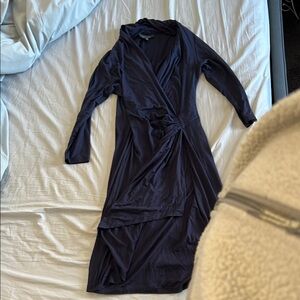 Elegant Navy Blue Wrap Dress